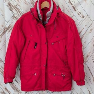 Killy Hooded Ski Jacket Coat‎ Red Recco Rescue System Vintage